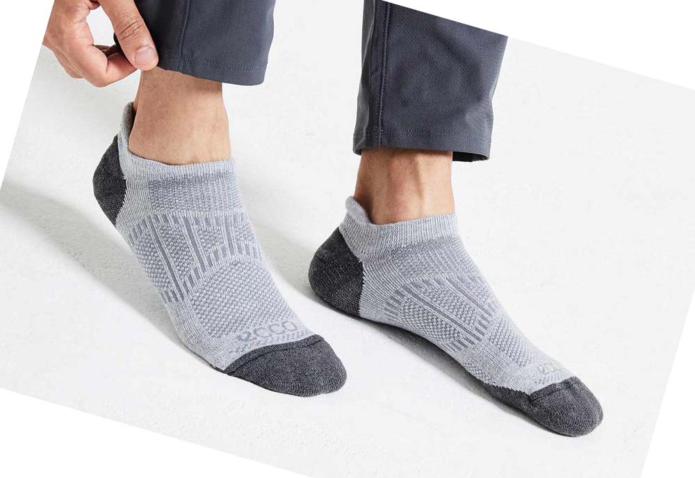 Men's Ecco Casual Low-Cut Socks Grey | USA 819MQZ